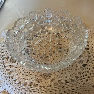 Westmoreland Old Quilt Clear Saw Tooth 8" Bowl Elegant Cut Glass